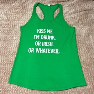 Green Tank Top with White Text for St Paddy’s Day Bar Crawl Racerback